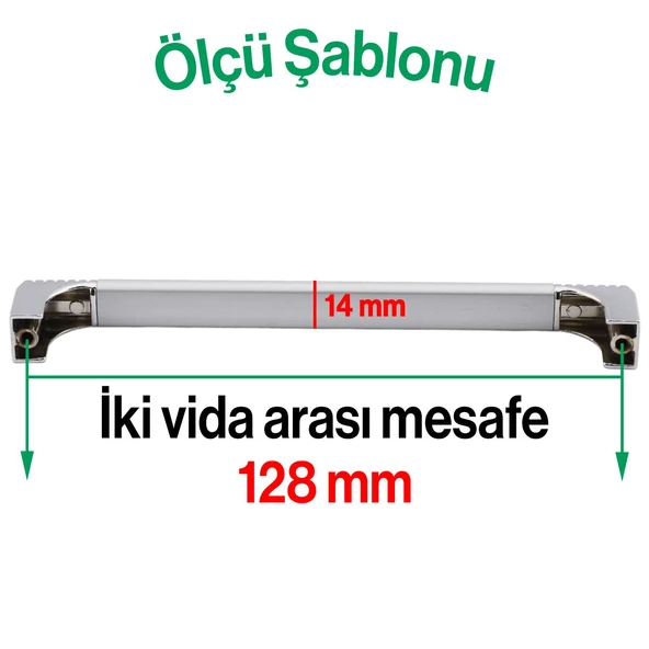 Side Mutfak Kulbu Çekmece Dolap Kulpu Metal Kulp Mobilya Dolabı Kulpları Krom Renk (128 MM-12.8 CM) - Resim 3