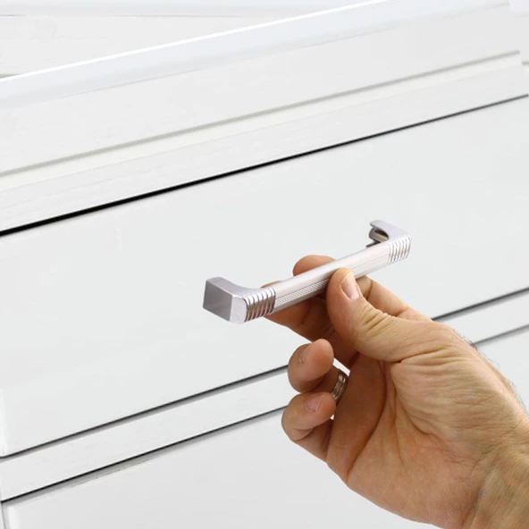 Side Mutfak Kulbu Çekmece Dolap Kulpu Metal Kulp Mobilya Dolabı Kulpları Krom Renk (128 MM-12.8 CM) - Resim 4