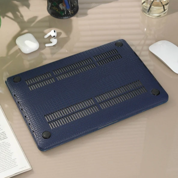 MacBook Pro 13 İnç Timsah Desenli Deri Kılıf Premium Sert TPU Darbe Koruma - Resim 5