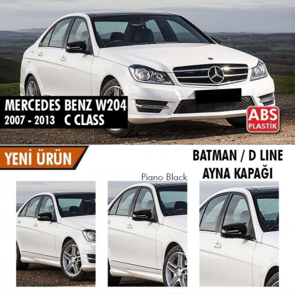 Mercedes Benz W204 2007-2014 Batman Yarasa Ayna Kapağı Piano Black Abs Plastik ürün görseli 1