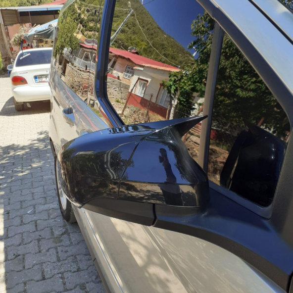 Ford Courier 2018-2021 Uyumlu Batman Yarasa Ayna Kapağı Piano Black Abs Plastik - Resim 3