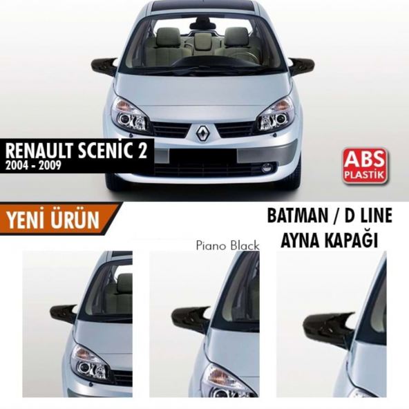 Renault Scenic 2 2004-2009 Batman Yarasa Ayna Kapağı Piano Black Abs Plastik