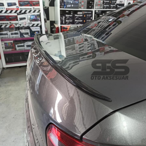 Citroen C Uyumlu Elysee Bagaj Üstü Slim Spoiler Parlak Siyah Piano Black - 4