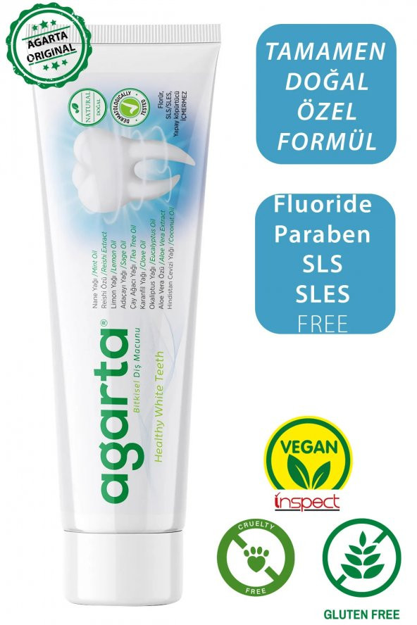 Agarta Doğal Bitki Özlü Florürsüz Beyazlatıcı Diş Macunu 100 ml - 2