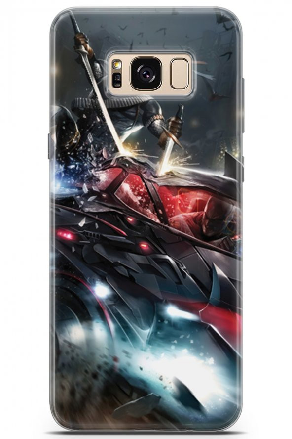 Samsung Galaxy S8 Uyumlu Kılıf Dc 07 Batman vs Deathstroke Desenli Kılıf Antrasit