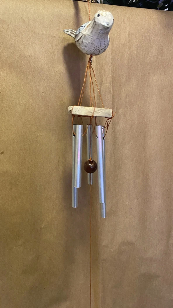 Deprem Çanı Zili Rüzgar Çanı Zili Kuş Mavi Beyaz Feng Shui 5 Metal Boru - Resim 5