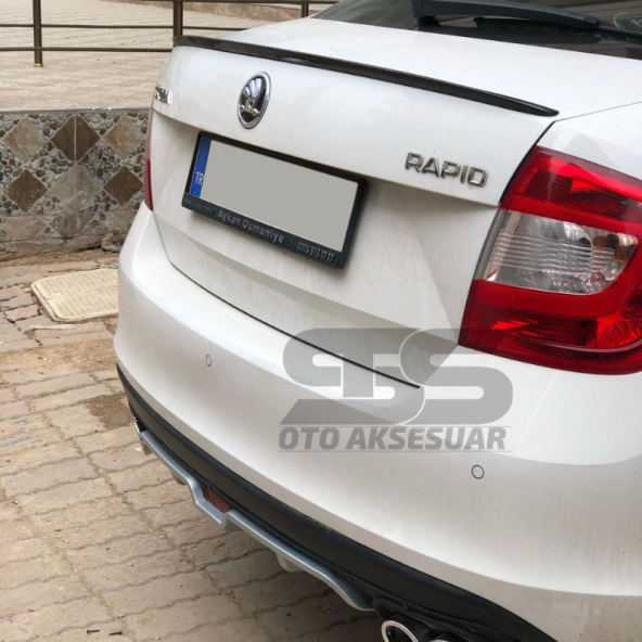 Skoda Rapid Bagaj Üstü Slim Spoiler Piano Black Parlak Siyah - Resim 3