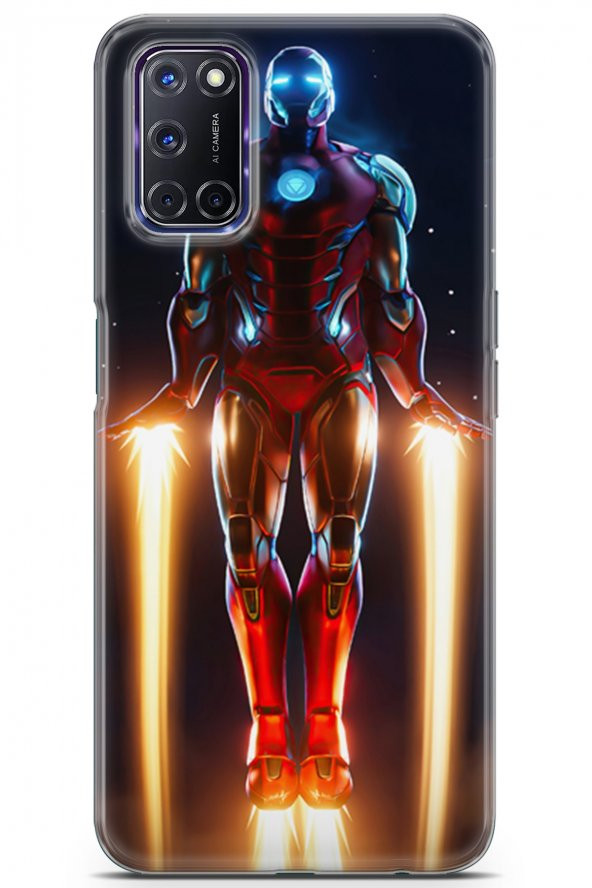 Oppo A72 Uyumlu Kılıf Dc 19 Iron Man Tam Koruma Kılıf Lacivert