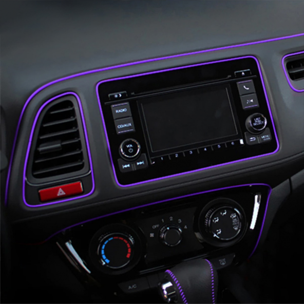 Araç İçi Dekoratif Torpido Ve Kapı Döşeme Fitili Neon Ip 5 Metre Mor - 5