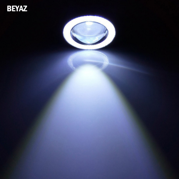 Ford Focus 3 Uyumlu, Universal Mercekli Led Angel Sis Farı, 76mm Beyaz Renk - 5