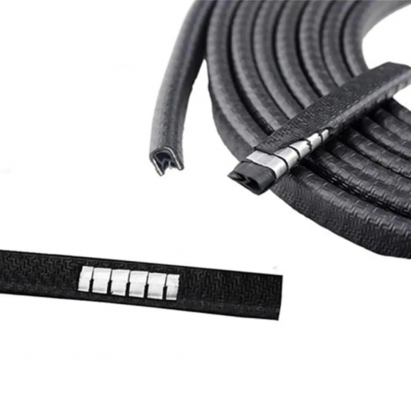 Oto Araç Kapı Koruma Fitili 5metre Parlak Siyah Renk Çarpma Çizilme Önleyici Fitil - 3