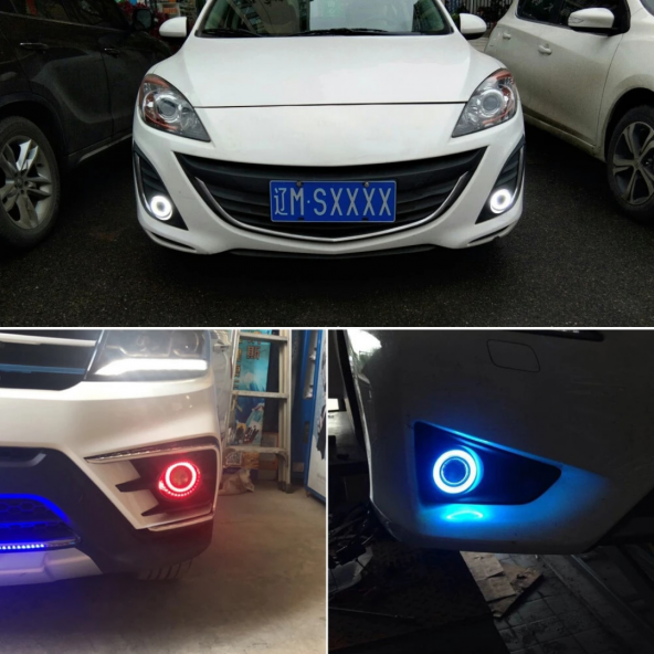 Ford Focus 2 Uyumlu, Universal Mercekli Led Angel Sis Farı, 76mm Turuncu Renk - Resim 5