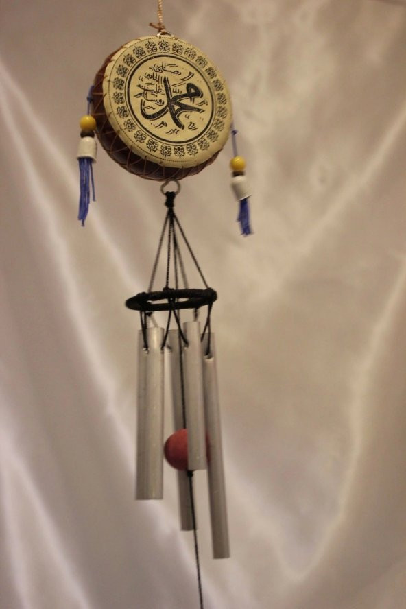 Deprem Zili Rüzgar Çanı Allah Hz Muhammet Feng Shui 5 Metal Boru ürün görseli