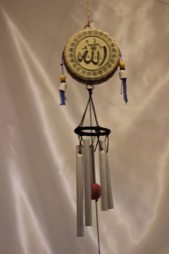 Deprem Zili Rüzgar Çanı Allah Hz Muhammet Feng Shui 5 Metal Boru - Resim 2