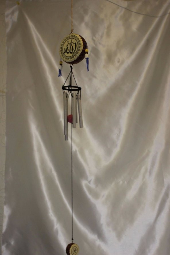 Deprem Zili Rüzgar Çanı Allah Hz Muhammet Feng Shui 5 Metal Boru - Resim 4