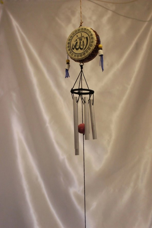 Deprem Zili Rüzgar Çanı Allah Hz Muhammet Feng Shui 5 Metal Boru - Resim 5