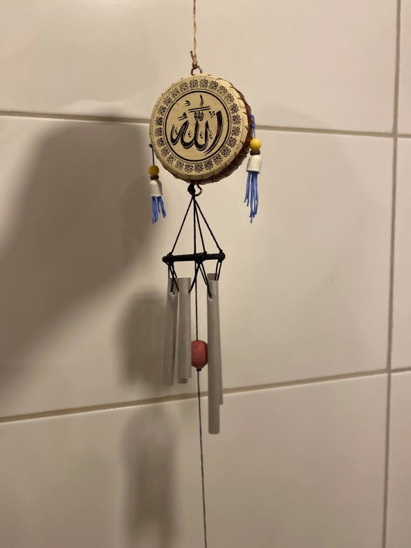 Deprem Zili Rüzgar Çanı Allah Hz Muhammet Feng Shui 5 Metal Boru - Resim 7