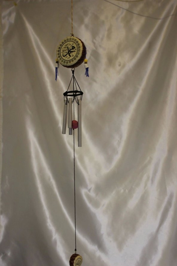 Deprem Zili Rüzgar Çanı Allah Hz Muhammet Feng Shui 5 Metal Boru - Resim 9
