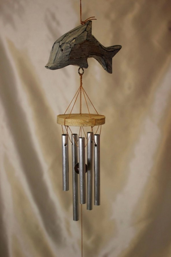 Deprem Çanı Zili Rüzgar Çanı Balık Feng Shui 5 Metal Boru - Resim 2