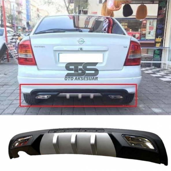 Opel Astra G Difüzör Arka Tampon Eki 2 Egzoz Çıkışlı Gri ürün görseli 1
