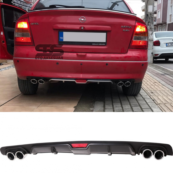 Opel Astra G Difüzör Arka Tampon Eki 4 Egzoz Çıkışlı Siyah ürün görseli 1