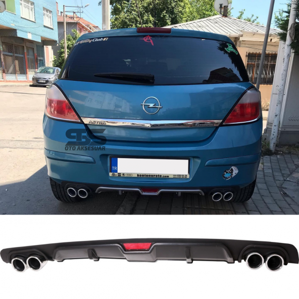 Opel Astra H Difüzör Arka Tampon Eki 4 Egzoz Çıkışlı Siyah ürün görseli 1