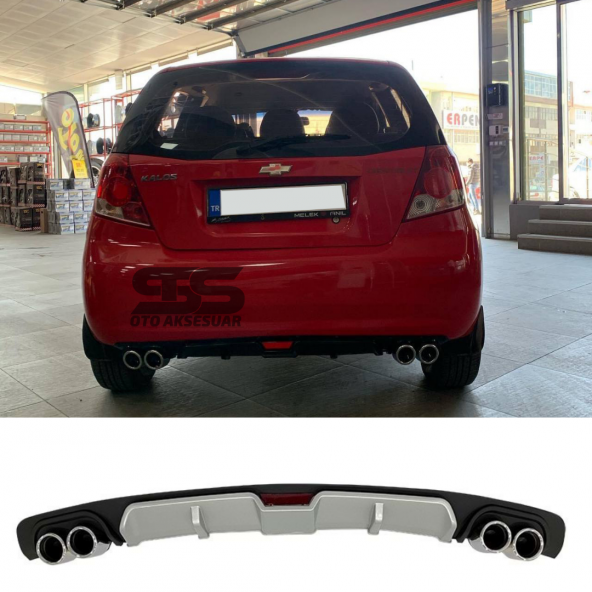 Chevrolet Kalos Difüzör Arka Tampon Eki 4 Egzoz Çıkışlı Gri ürün görseli 1