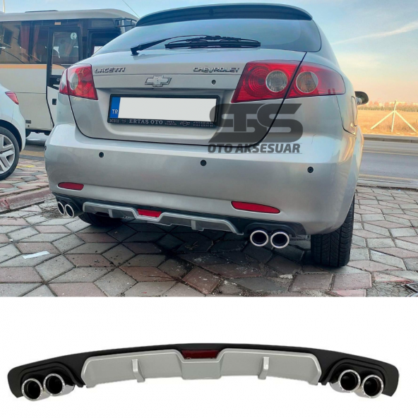 Chevrolet Lacetti Difüzör Arka Tampon Eki 4 Egzoz Çıkışlı Gri ürün görseli 1