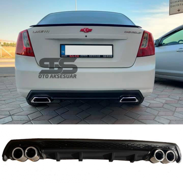 Chevrolet Lacetti Difüzör Arka Tampon Eki 4 Egzoz Çıkışlı Siyah Lüx Tip ürün görseli 1