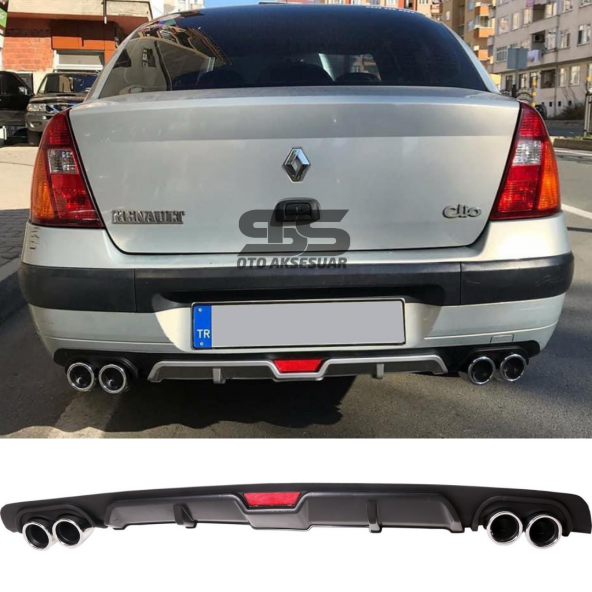 Ranault Clio 2 Sedan Difüzör Arka Tampon Eki 4 Egzoz Çıkışlı Siyah ürün görseli 1