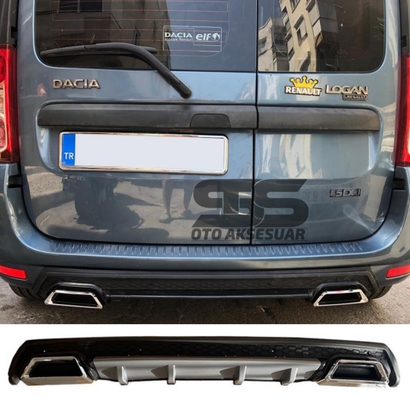 Dacia Logan Difüzör Arka Tampon Eki 2 Egzoz Çıkışlı Gri Lüx Tip