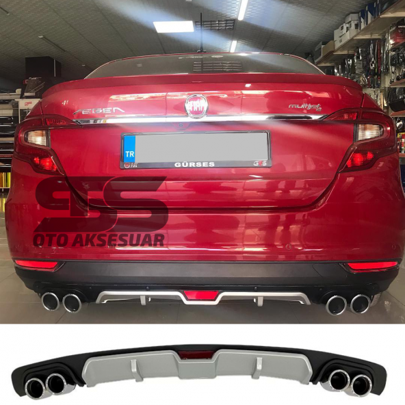 Fiat Egea Difüzör Arka Tampon Eki 4 Egzoz Çıkışlı Gri ürün görseli 1