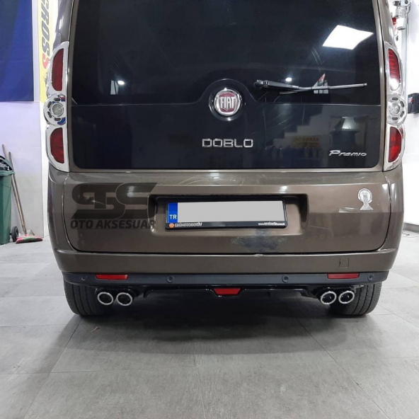 Fiat Doblo D3 D4 Difüzör Arka Tampon Eki 4 Egzoz Çıkışlı Siyah - Resim 2