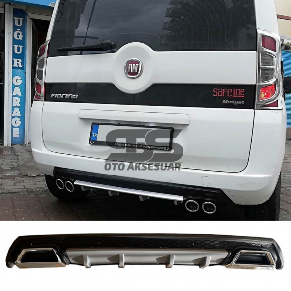 Fiat Fiorino Difüzör Arka Tampon Eki 2 Egzoz Çıkışlı Gri Lüx Tip ürün görseli 1