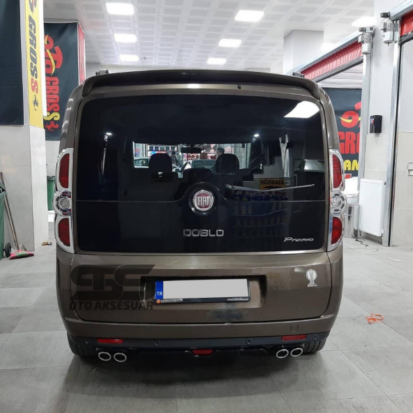 Fiat Doblo D3 D4 Difüzör Arka Tampon Eki 4 Egzoz Çıkışlı Siyah - Resim 3