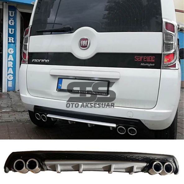 Fiat Fiorino Difüzör Arka Tampon Eki 4 Egzoz Çıkışlı Gri Lüx Tip ürün görseli 1