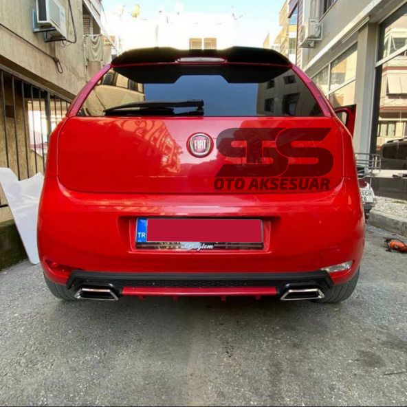 Fiat Punto Difüzör Arka Tampon Eki 2 Egzoz Çıkışlı Kırmızı Lüx Tip - Resim 4