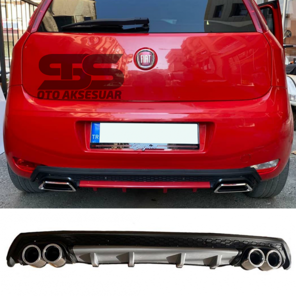 Fiat Punto Difüzör Arka Tampon Eki 4 Egzoz Çıkışlı Gri Lüx Tip ürün görseli 1