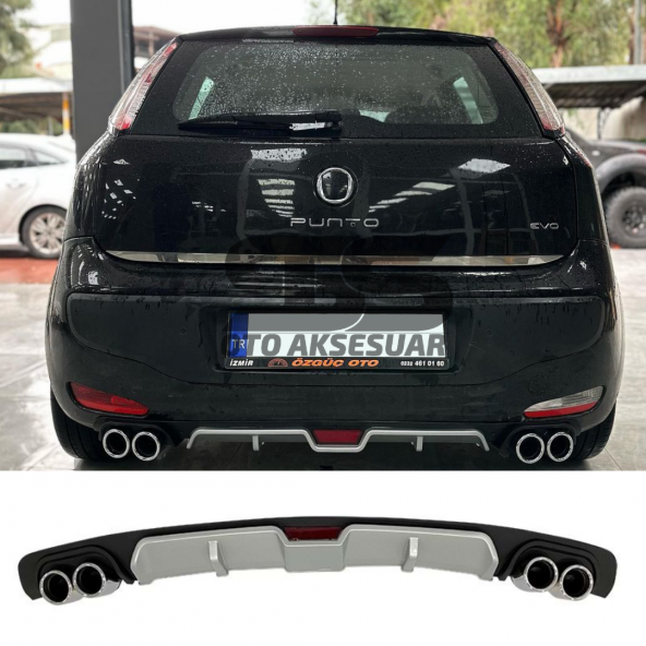 Fiat Punto Difüzör Arka Tampon Eki 4 Egzoz Çıkışlı Gri - 3