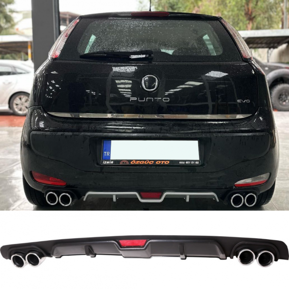 Fiat Punto Difüzör Arka Tampon Eki 4 Egzoz Çıkışlı Siyah - Resim 2