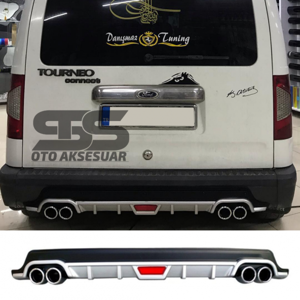 Ford Connect Difüzör Arka Tampon Eki 4 Egzoz Çıkışlı Gri Tip ürün görseli 1