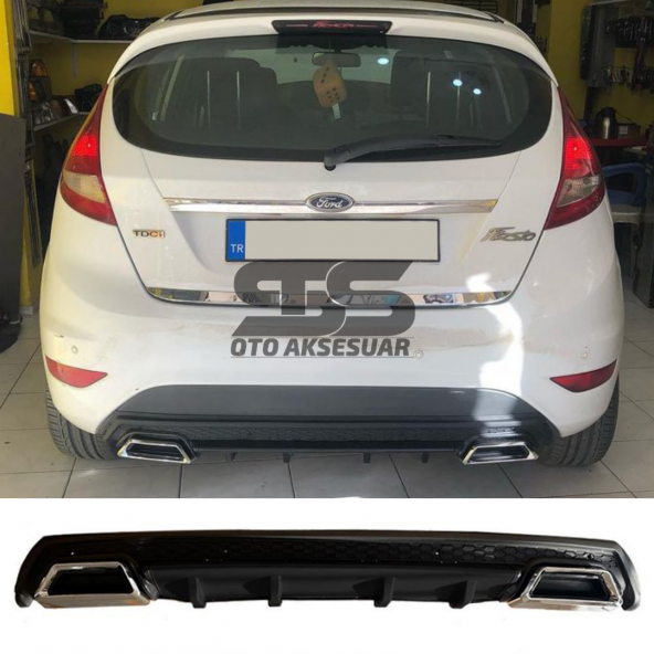 Ford Fiesta Mk7 Difüzör Arka Tampon Eki 2 Egzoz Çıkışlı Siyah Lüx Tip