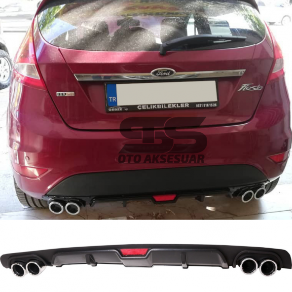 Ford Fiesta Mk7 Difüzör Arka Tampon Eki 4 Egzoz Çıkışlı Siyah