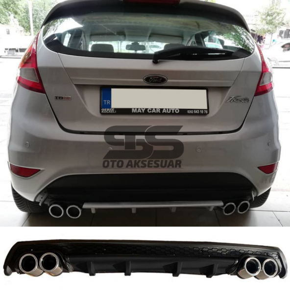 Ford Fiesta Mk7 Difüzör Arka Tampon Eki 4 Egzoz Çıkışlı Siyah Lüx Tip ürün görseli 1