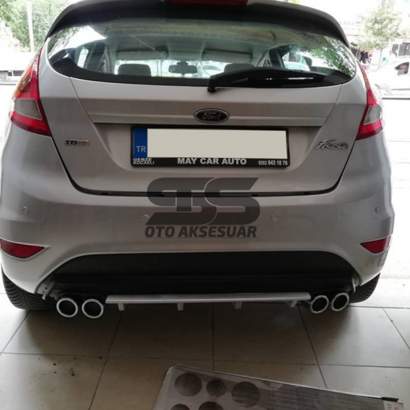 Ford Fiesta Mk7 Difüzör Arka Tampon Eki 4 Egzoz Çıkışlı Gri Lüx Tip - Resim 2