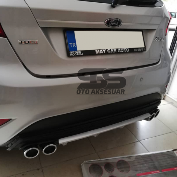 Ford Fiesta Mk7 Difüzör Arka Tampon Eki 4 Egzoz Çıkışlı Gri Lüx Tip - Resim 3