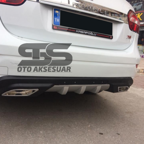 Renault Fluence Difüzör Arka Tampon Eki 2 Egzoz Çıkışlı Gri - Resim 3