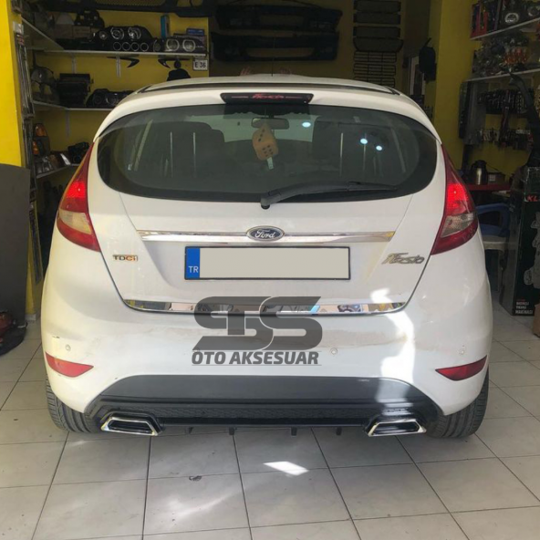 Ford Fiesta Mk7 Difüzör Arka Tampon Eki 2 Egzoz Çıkışlı Siyah Lüx Tip - 2