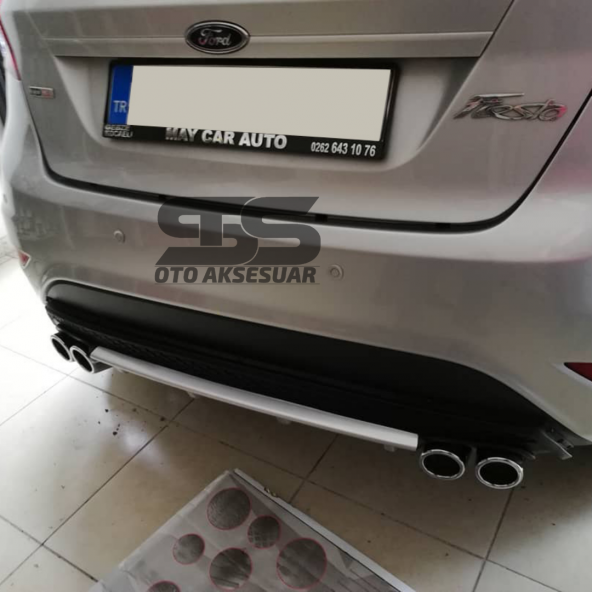 Ford Fiesta Mk7 Difüzör Arka Tampon Eki 4 Egzoz Çıkışlı Gri Lüx Tip - Resim 4