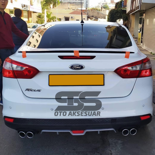 Ford Focus 3 Difüzör Arka Tampon Eki 4 Egzoz Çıkışlı Gri - 2
